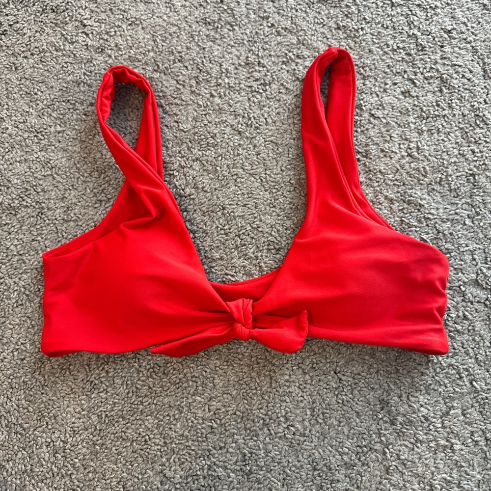 Red Bikini Top with Knot Detail